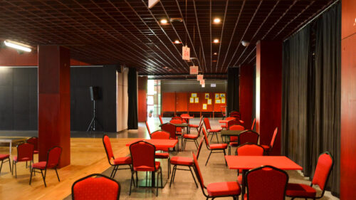 The mutual interconnection of the experimental hall and the circulation and socialising zone is one of the disposition possibilities the space offers for events 
