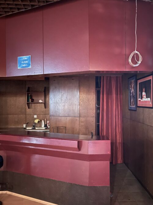 Do dnešnej doby zachovaný interiér baru s použitím rovnakých obkladov stien ako v oranžovej sále
